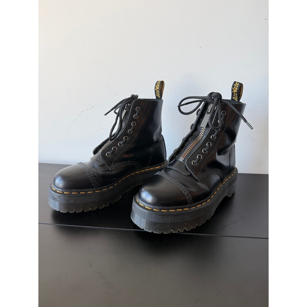 Dr. Martens Sinclair Black Leather Platform Cobat Boots Zipper Women's US 7